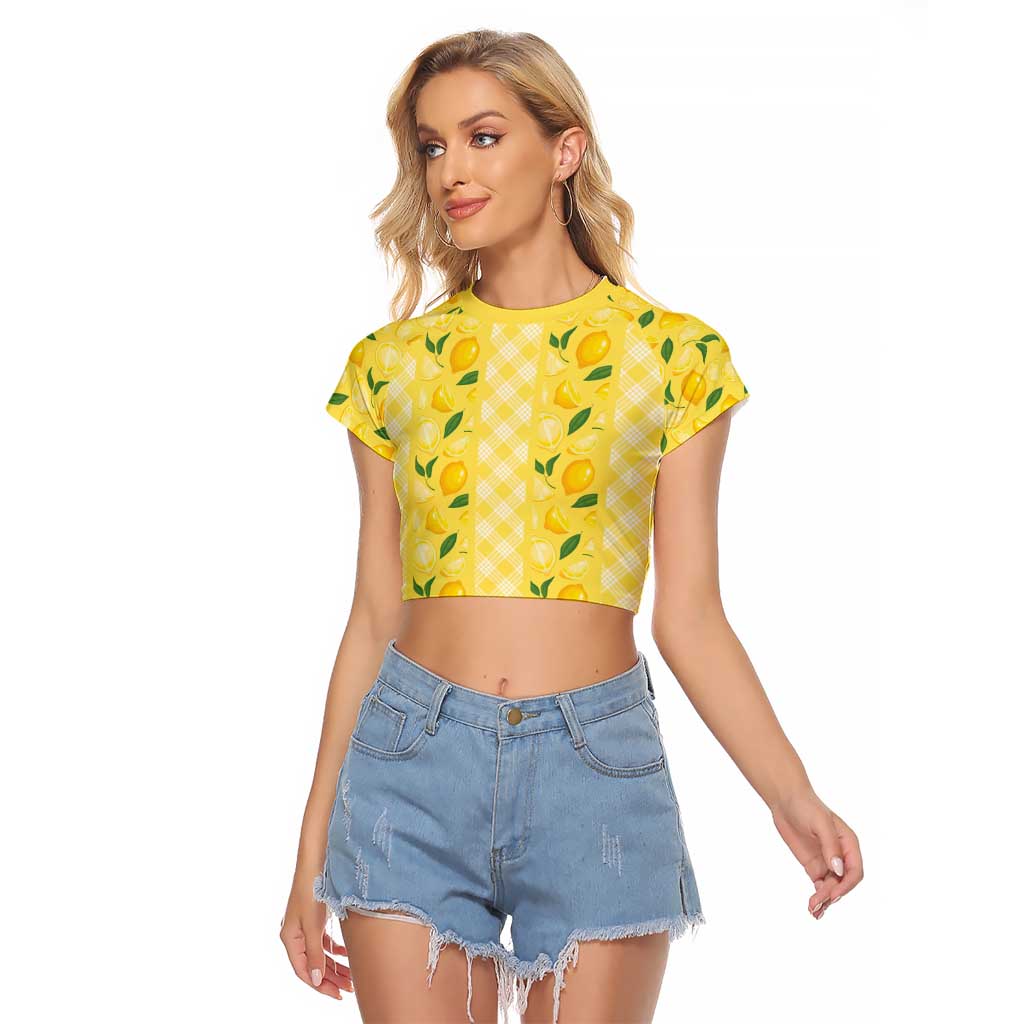 Hawaii Lemon Palaka Raglan Cropped T Shirt Striped Stylized LT01 Female Yellow - Polynesian Pride