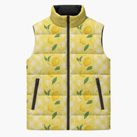 Hawaii Lemon Palaka Sleeveless Puffer Jacket Striped Stylized LT01 Unisex Yellow - Polynesian Pride