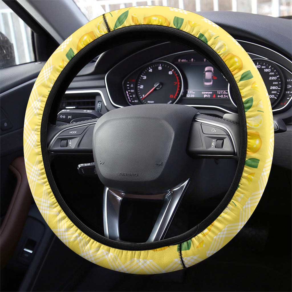 Hawaii Lemon Palaka Steering Wheel Cover Striped Stylized LT01 - Polynesian Pride