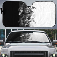 Hawaii Tropical Plant Monochrome Auto Sun Shade Vibrant Polynesian Pattern LT01 Black - Polynesian Pride
