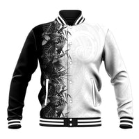 Hawaii Tropical Plant Monochrome Baseball Jacket Vibrant Polynesian Pattern LT01 Unisex Black - Polynesian Pride