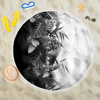 Hawaii Tropical Plant Monochrome Beach Blanket Vibrant Polynesian Pattern LT01 One Size 150cm Black - Polynesian Pride