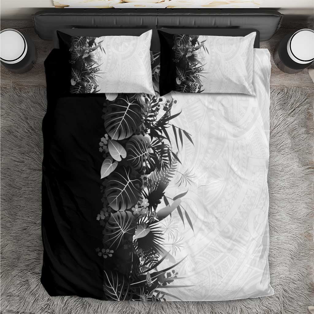 Hawaii Tropical Plant Monochrome Bedding Set Vibrant Polynesian Pattern LT01 Black - Polynesian Pride