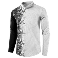 Hawaii Tropical Plant Monochrome Button Sweatshirt Vibrant Polynesian Pattern LT01 - Polynesian Pride