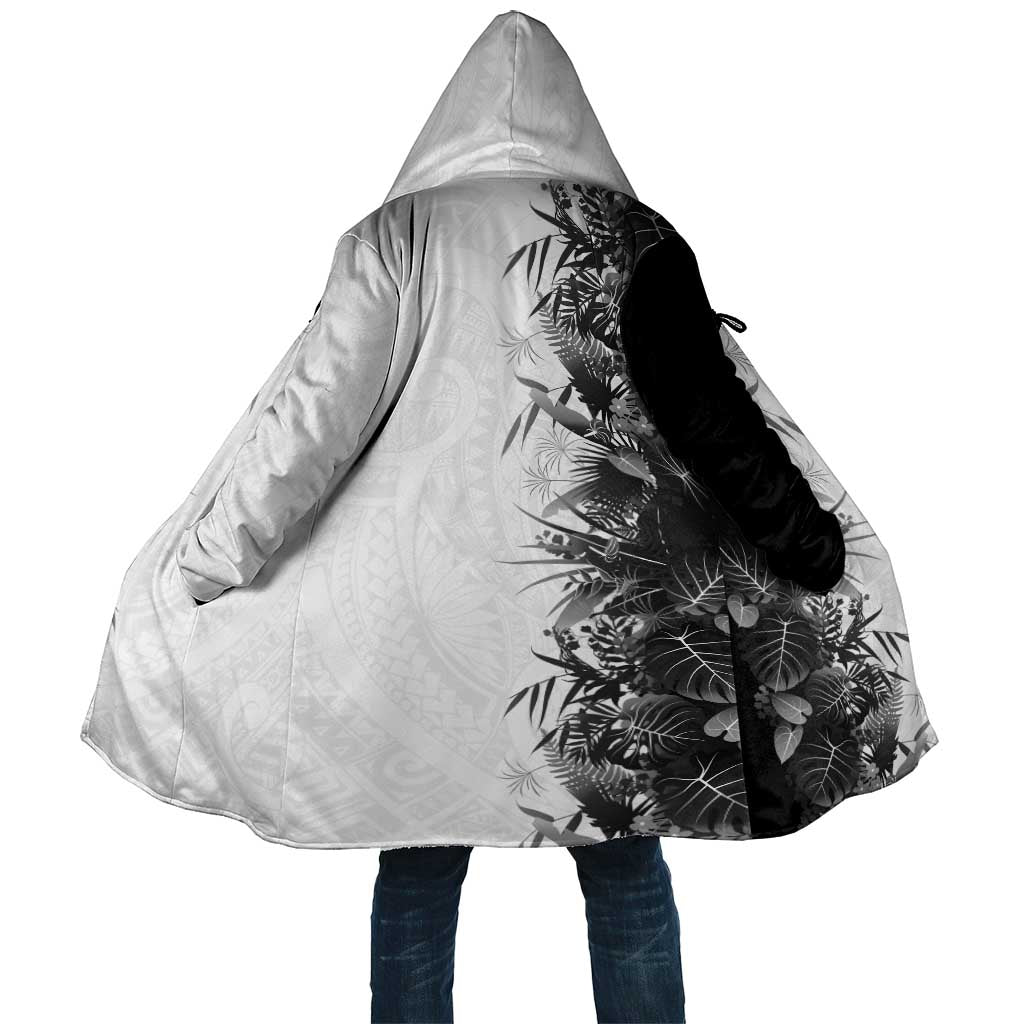 Hawaii Tropical Plant Monochrome Cloak Vibrant Polynesian Pattern LT01 Unisex Black - Polynesian Pride