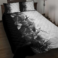 Hawaii Tropical Plant Monochrome Quilt Bed Set Vibrant Polynesian Pattern LT01 Black - Polynesian Pride