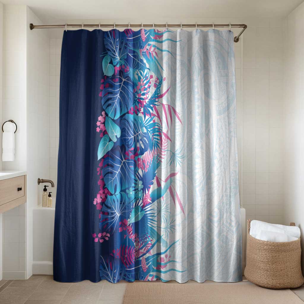 Hawaii Tropical Plant UliUli Bathroom Set Vibrant Polynesian Pattern LT01 Shower Curtain Only Blue - Polynesian Pride