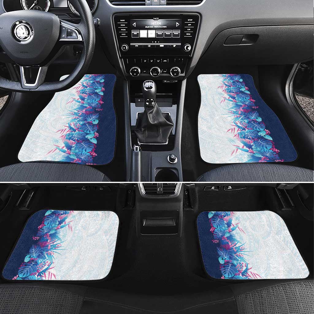 Hawaii Tropical Plant UliUli Car Mats Vibrant Polynesian Pattern LT01 Set 4pcs Blue - Polynesian Pride