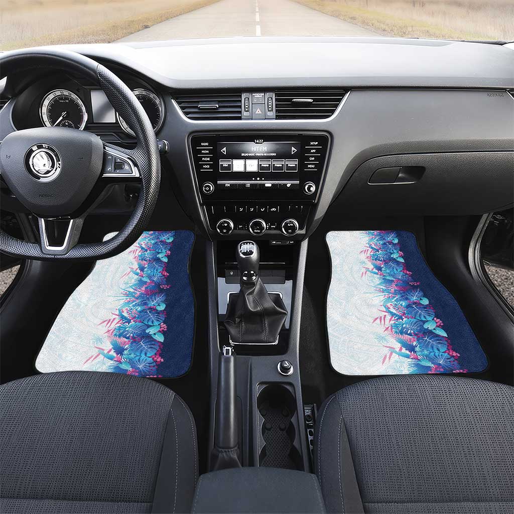 Hawaii Tropical Plant UliUli Car Mats Vibrant Polynesian Pattern LT01 Set 2pcs - Front Blue - Polynesian Pride