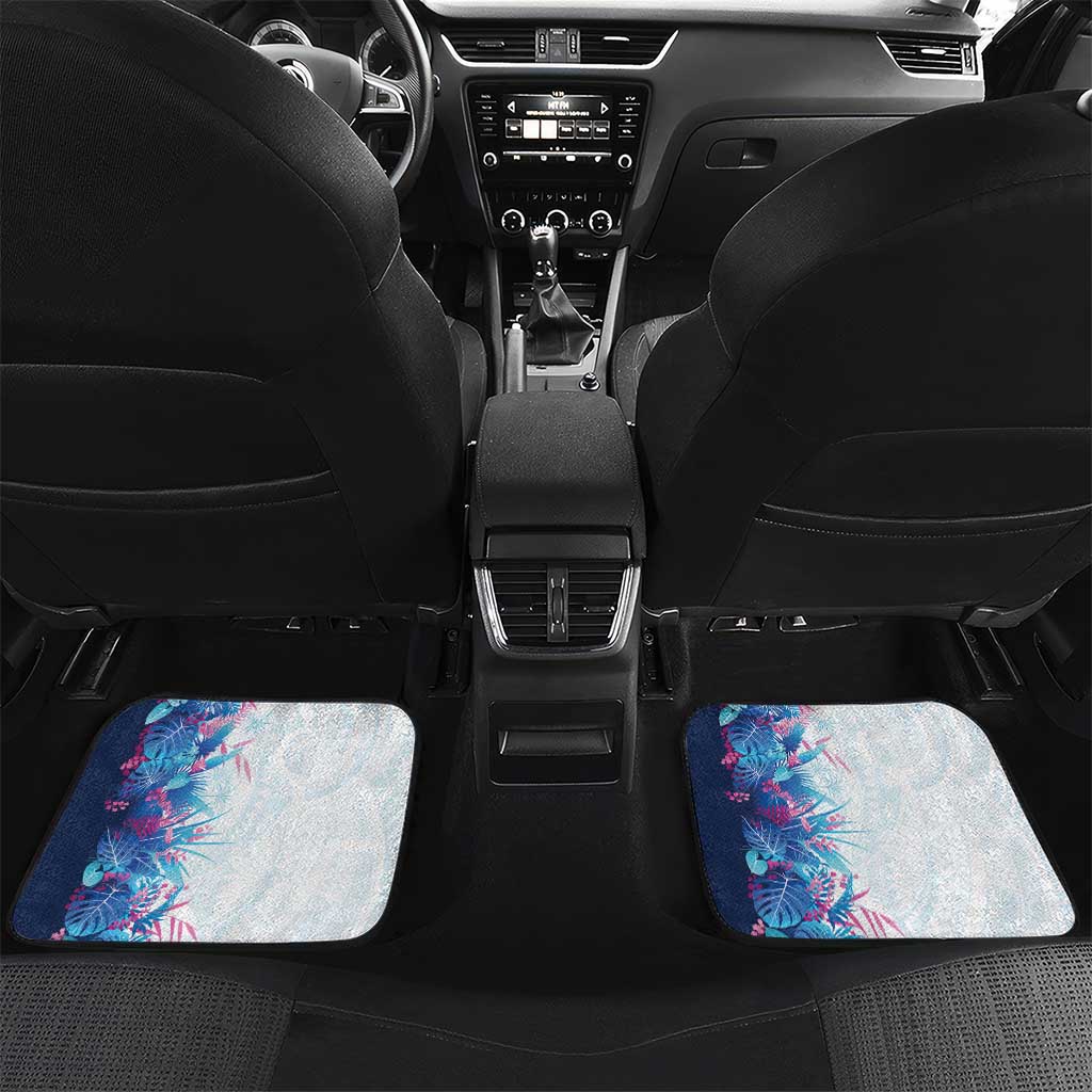 Hawaii Tropical Plant UliUli Car Mats Vibrant Polynesian Pattern LT01 Set 2pcs - Back Blue - Polynesian Pride