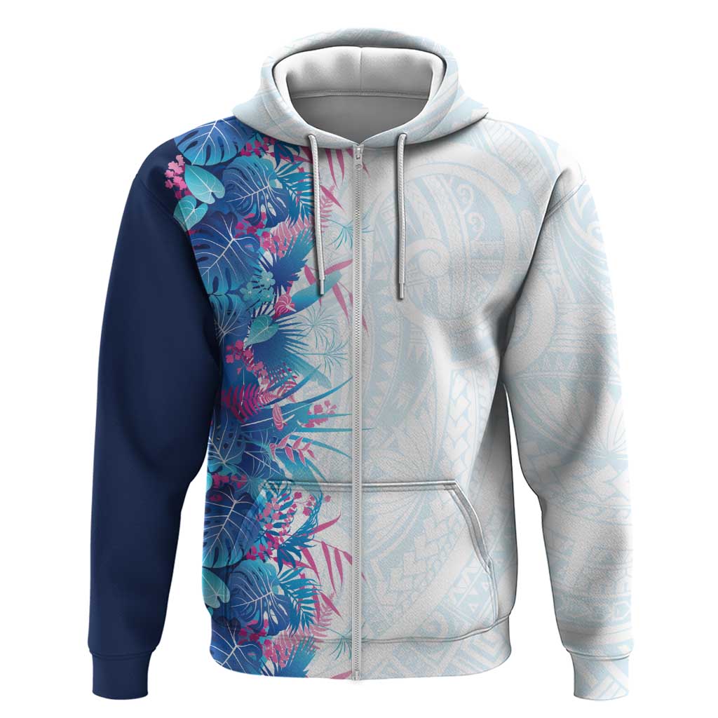 Hawaii Tropical Plant UliUli Hoodie Vibrant Polynesian Pattern LT01 Zip Hoodie Blue - Polynesian Pride
