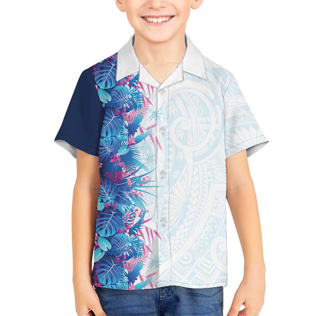 Hawaii Tropical Plant UliUli Kid Hawaiian Shirt Vibrant Polynesian Pattern LT01 Kid Blue - Polynesian Pride