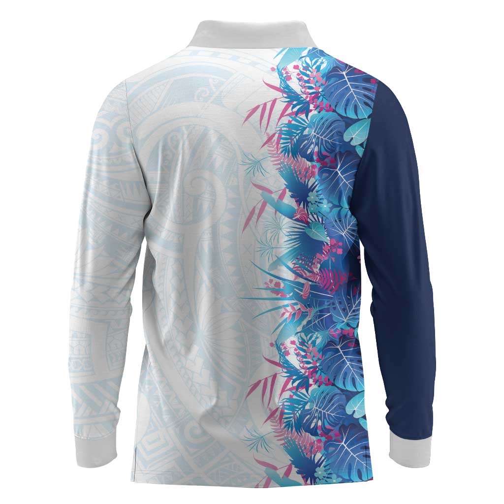 Hawaii Tropical Plant UliUli Long Sleeve Polo Shirt Vibrant Polynesian Pattern LT01 - Polynesian Pride