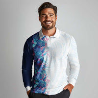 Hawaii Tropical Plant UliUli Long Sleeve Polo Shirt Vibrant Polynesian Pattern LT01 - Polynesian Pride