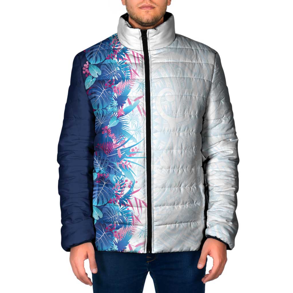 Hawaii Tropical Plant UliUli Padded Jacket Vibrant Polynesian Pattern LT01 Men Blue - Polynesian Pride