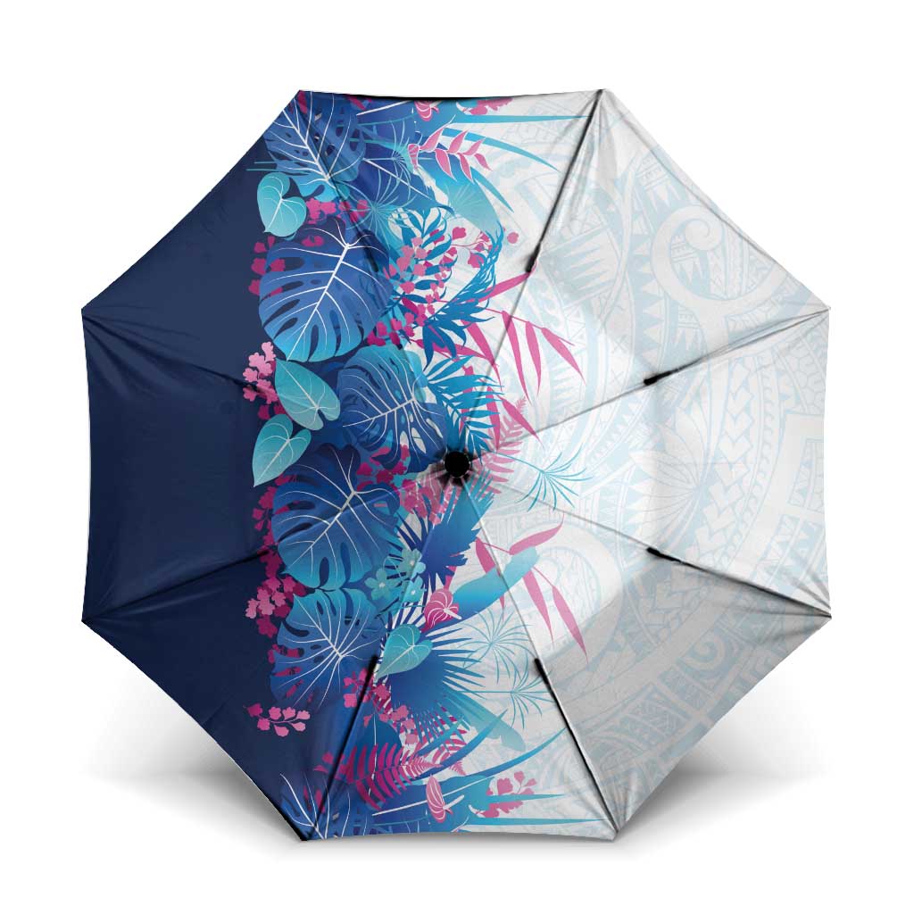 Hawaii Tropical Plant UliUli Umbrella Vibrant Polynesian Pattern LT01 One Size Folded 11.42 inch Opened Diameter 37.4 inch Blue - Polynesian Pride