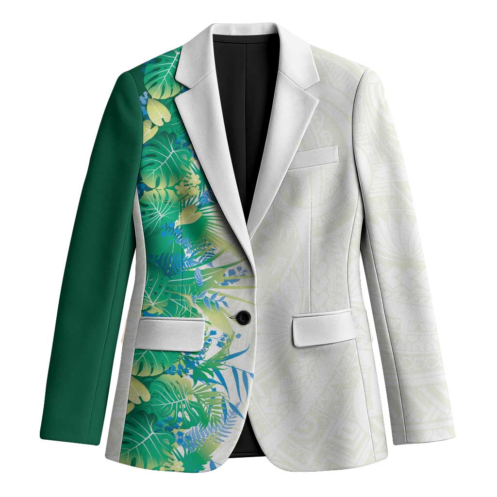 Hawaii Tropical Plant Omaomao Blazer Vibrant Polynesian Pattern LT01 Unisex Green - Polynesian Pride
