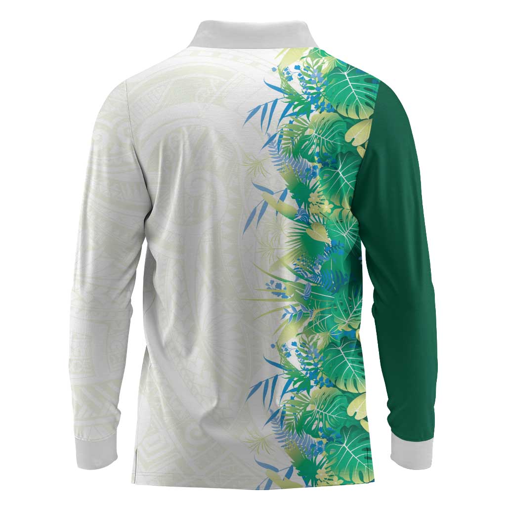 Hawaii Tropical Plant Omaomao Long Sleeve Polo Shirt Vibrant Polynesian Pattern LT01 - Polynesian Pride