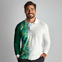 Hawaii Tropical Plant Omaomao Long Sleeve Polo Shirt Vibrant Polynesian Pattern LT01 - Polynesian Pride