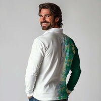 Hawaii Tropical Plant Omaomao Long Sleeve Polo Shirt Vibrant Polynesian Pattern LT01 - Polynesian Pride