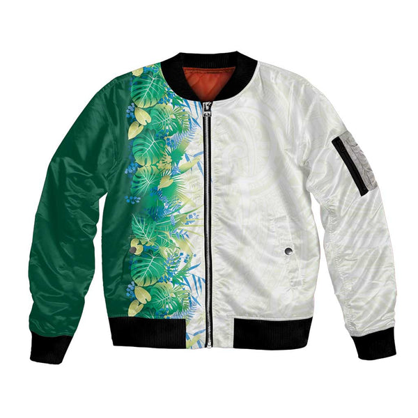 ジャケット・アウター manoa Hawaii Tropical Plant Omaomao Sleeve Zip Bomber Jacket Vibrant