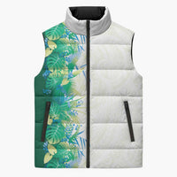 Hawaii Tropical Plant Omaomao Sleeveless Puffer Jacket Vibrant Polynesian Pattern LT01 Unisex Green - Polynesian Pride