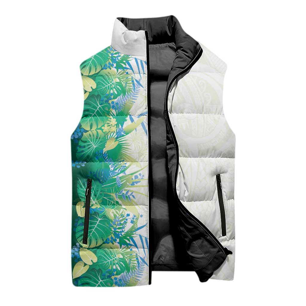 Hawaii Tropical Plant Omaomao Sleeveless Puffer Jacket Vibrant Polynesian Pattern LT01 - Polynesian Pride