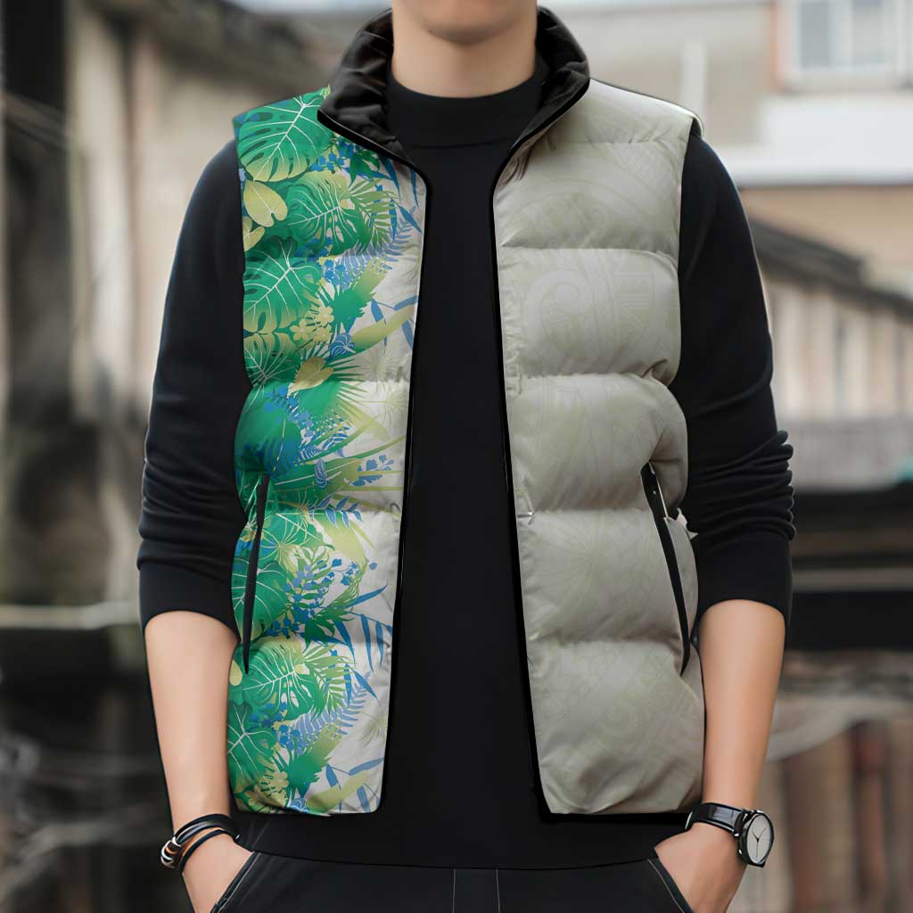 Hawaii Tropical Plant Omaomao Sleeveless Puffer Jacket Vibrant Polynesian Pattern LT01 - Polynesian Pride