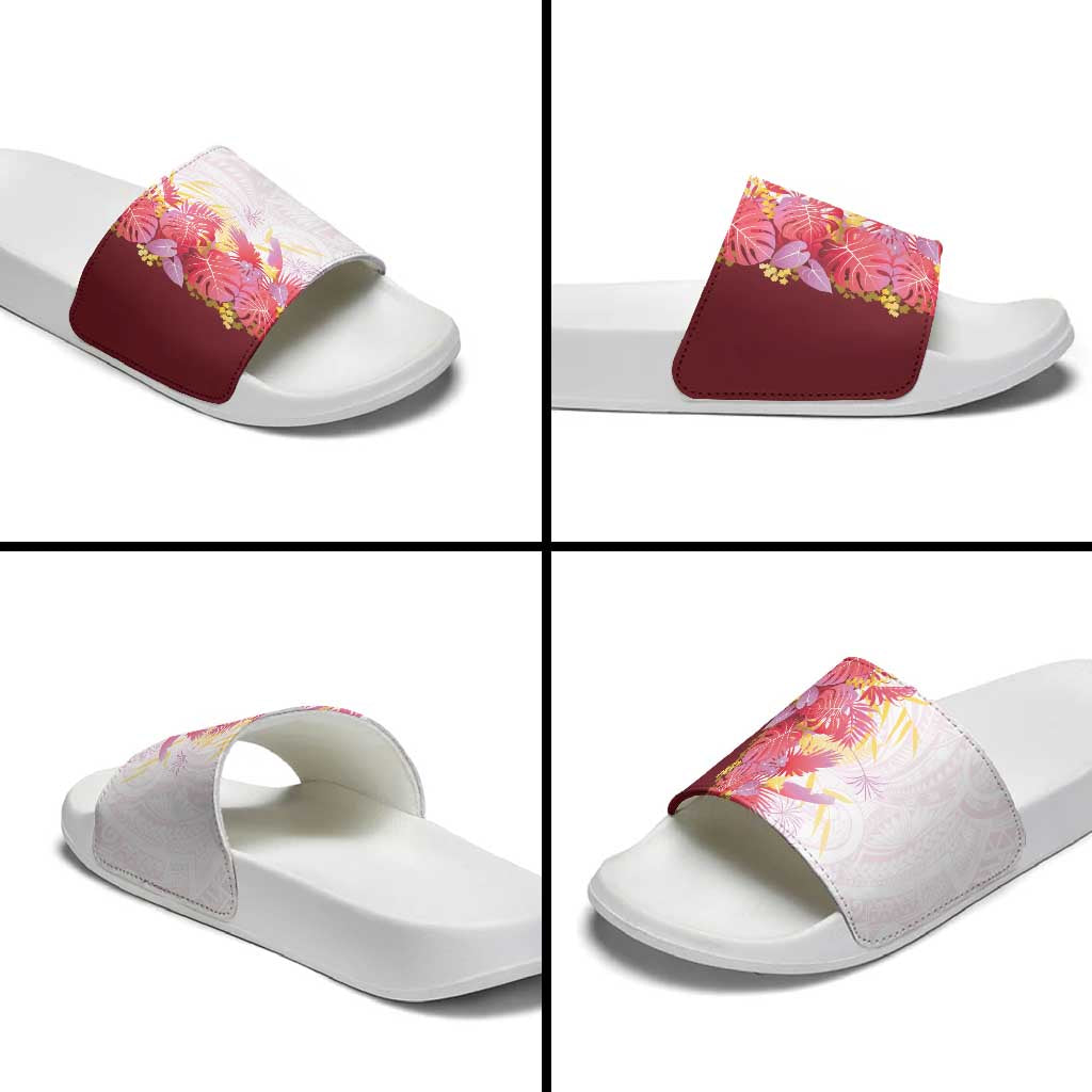 Hawaii Tropical Plant Akala Slide Sandals Vibrant Polynesian Pattern LT01 - Polynesian Pride