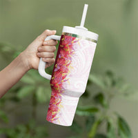 Hawaii Tropical Plant Akala Tumbler With Handle Vibrant Polynesian Pattern LT01 - Polynesian Pride