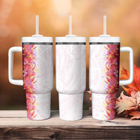 Hawaii Tropical Plant Akala Tumbler With Handle Vibrant Polynesian Pattern LT01 - Polynesian Pride
