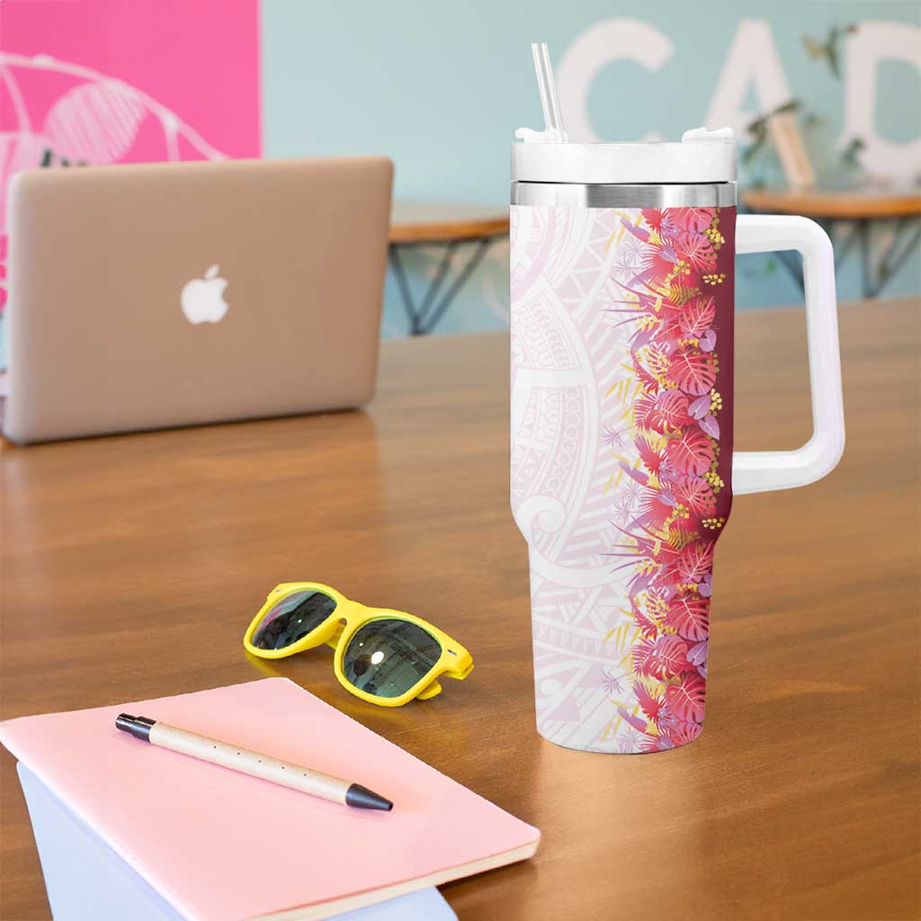 Hawaii Tropical Plant Akala Tumbler With Handle Vibrant Polynesian Pattern LT01 - Polynesian Pride