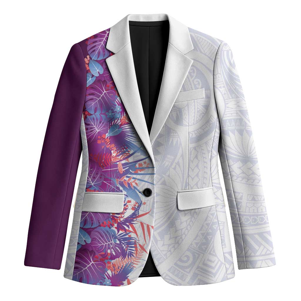 Hawaii Tropical Plant Poni Blazer Vibrant Polynesian Pattern LT01 Unisex Purple - Polynesian Pride