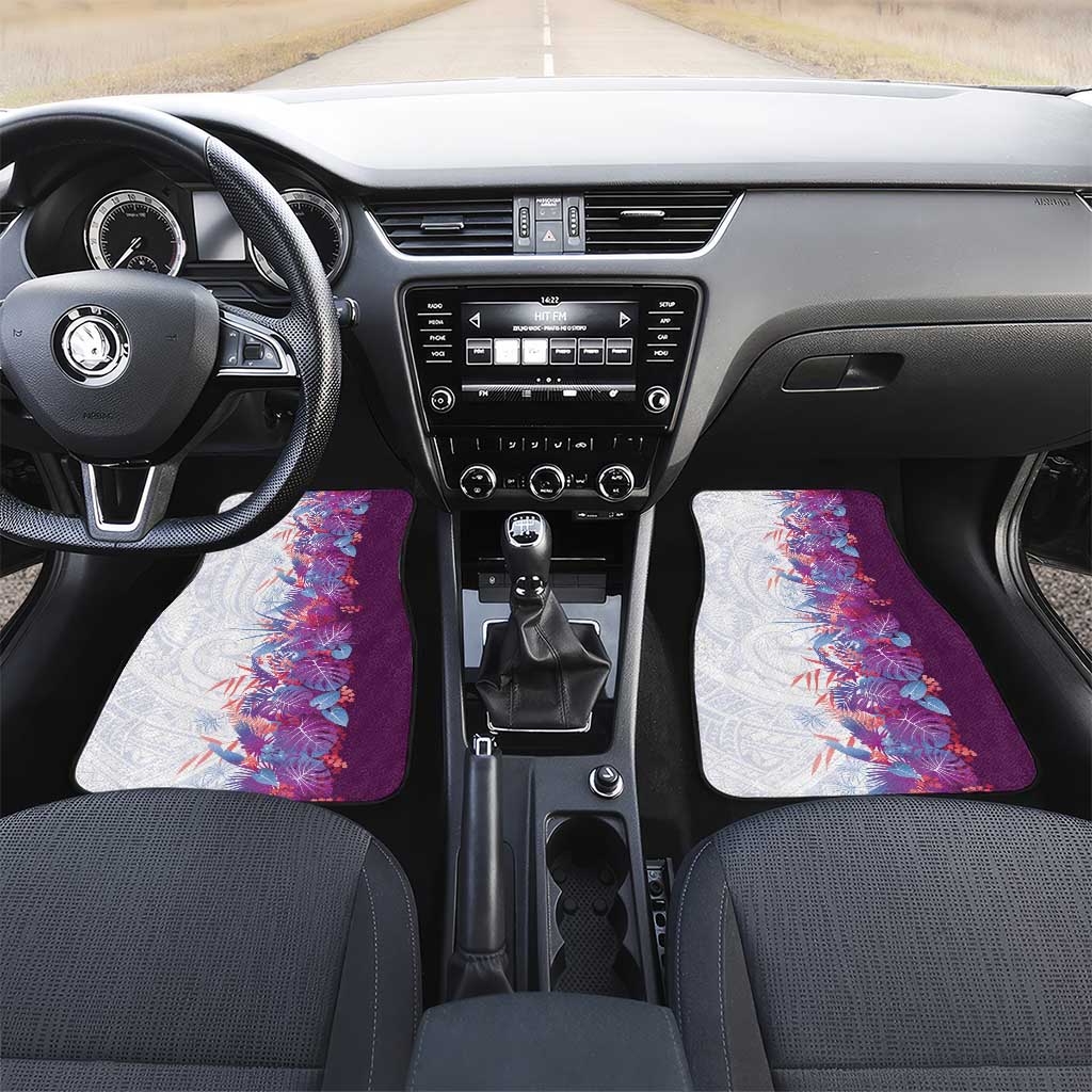 Hawaii Tropical Plant Poni Car Mats Vibrant Polynesian Pattern LT01 Set 2pcs - Front Purple - Polynesian Pride