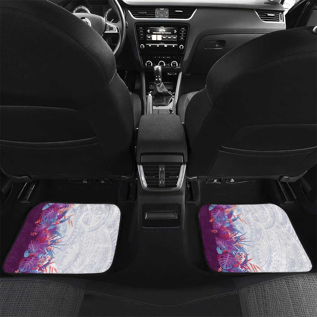 Hawaii Tropical Plant Poni Car Mats Vibrant Polynesian Pattern LT01 Set 2pcs - Back Purple - Polynesian Pride