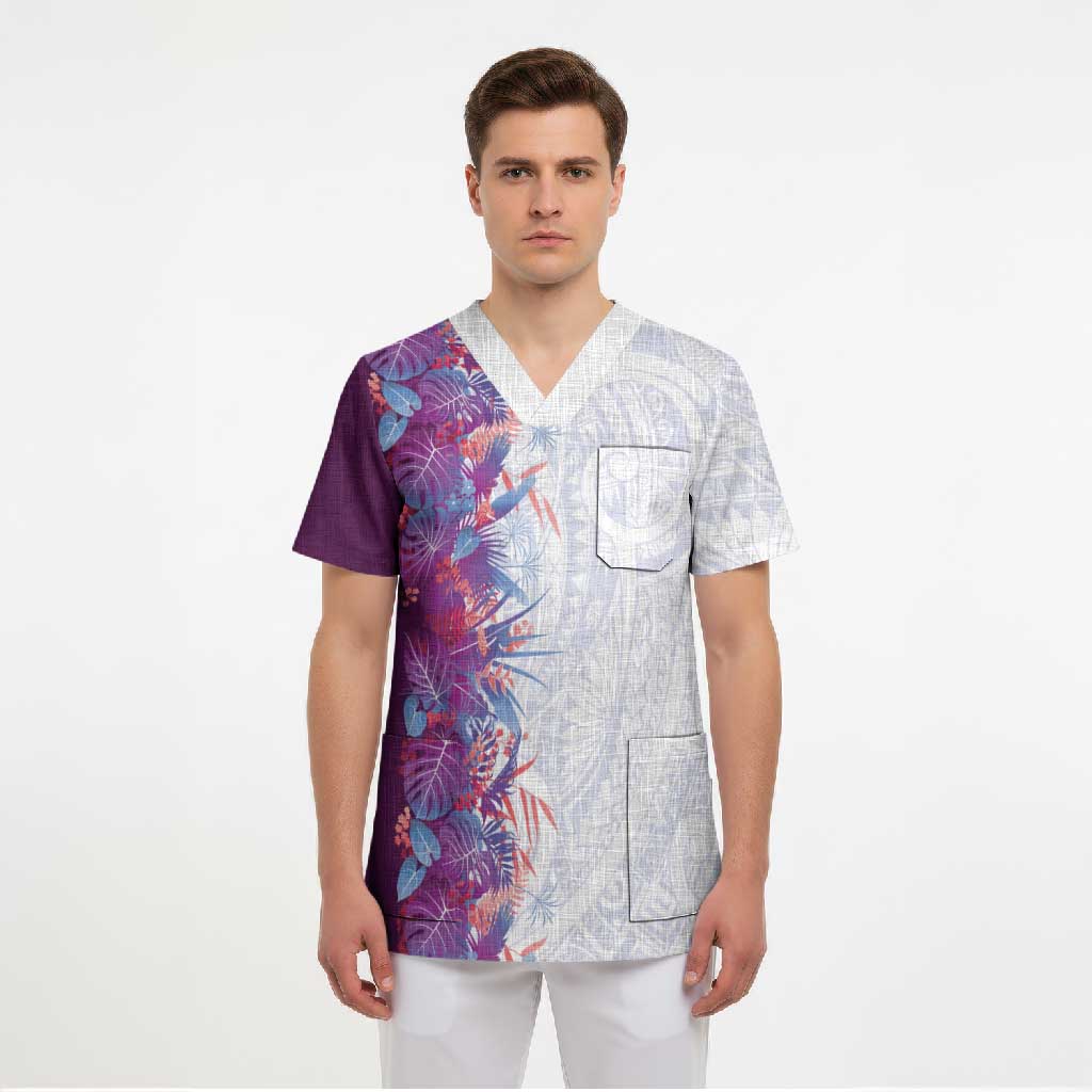 Hawaii Tropical Plant Poni Scrub Top Vibrant Polynesian Pattern LT01 - Polynesian Pride