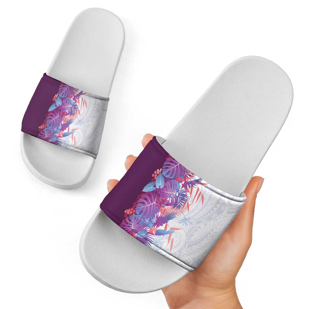 Hawaii Tropical Plant Poni Slide Sandals Vibrant Polynesian Pattern LT01 - Polynesian Pride