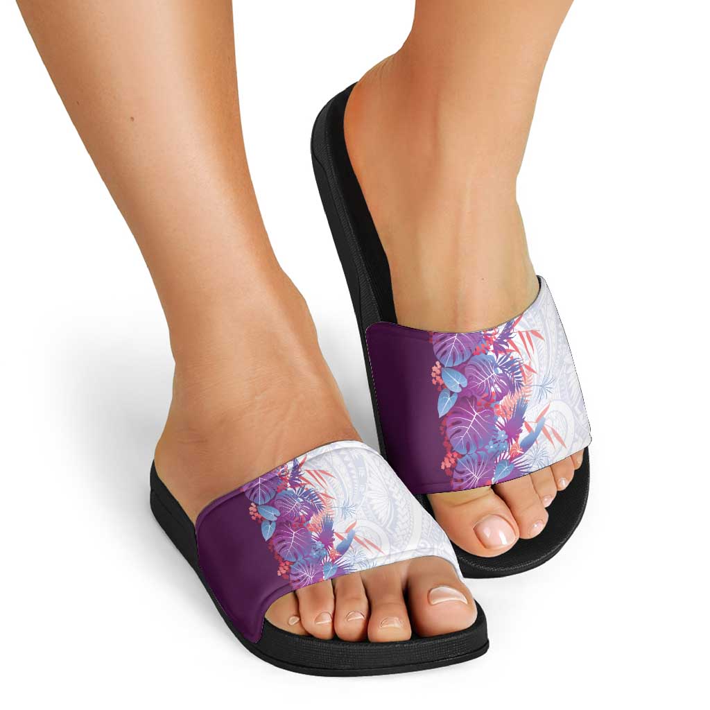Hawaii Tropical Plant Poni Slide Sandals Vibrant Polynesian Pattern LT01 - Polynesian Pride