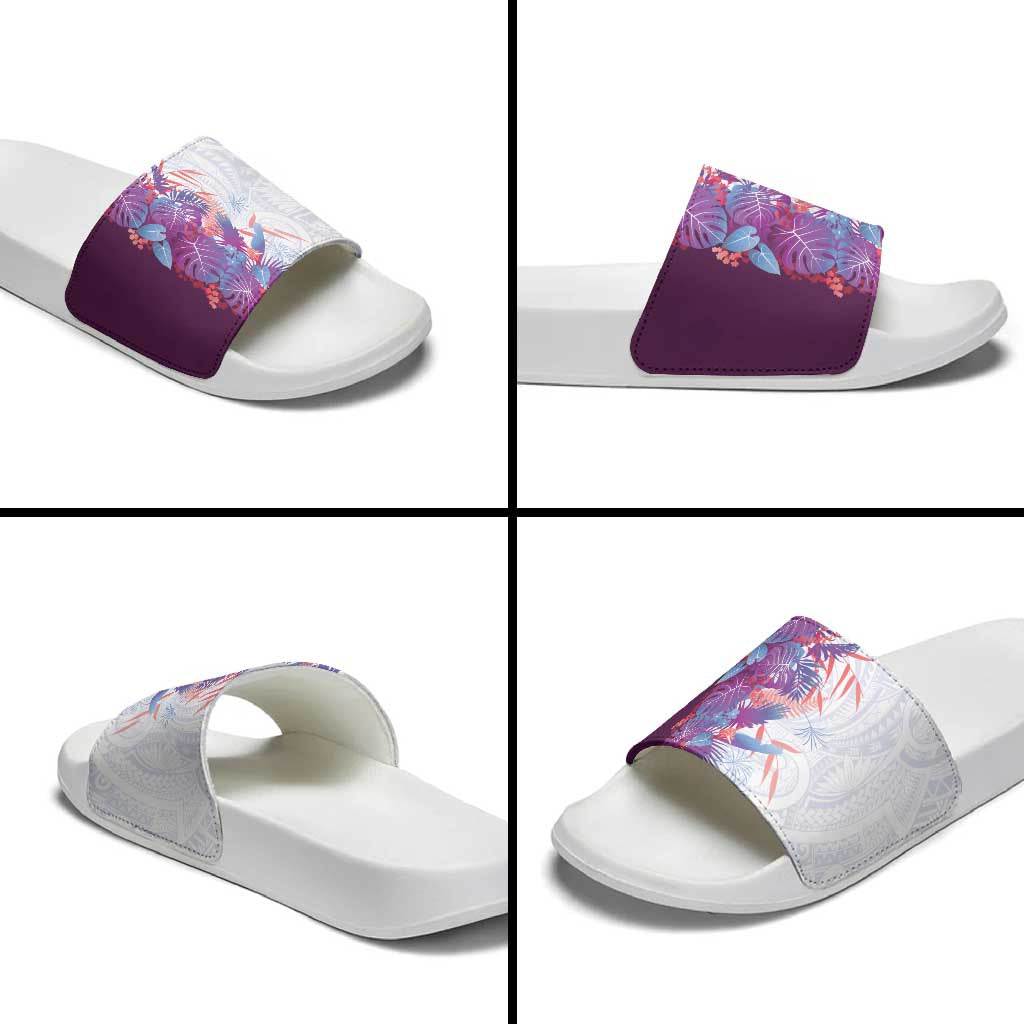 Hawaii Tropical Plant Poni Slide Sandals Vibrant Polynesian Pattern LT01 - Polynesian Pride