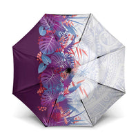 Hawaii Tropical Plant Poni Umbrella Vibrant Polynesian Pattern LT01 One Size Folded 11.42 inch Opened Diameter 37.4 inch Purple - Polynesian Pride