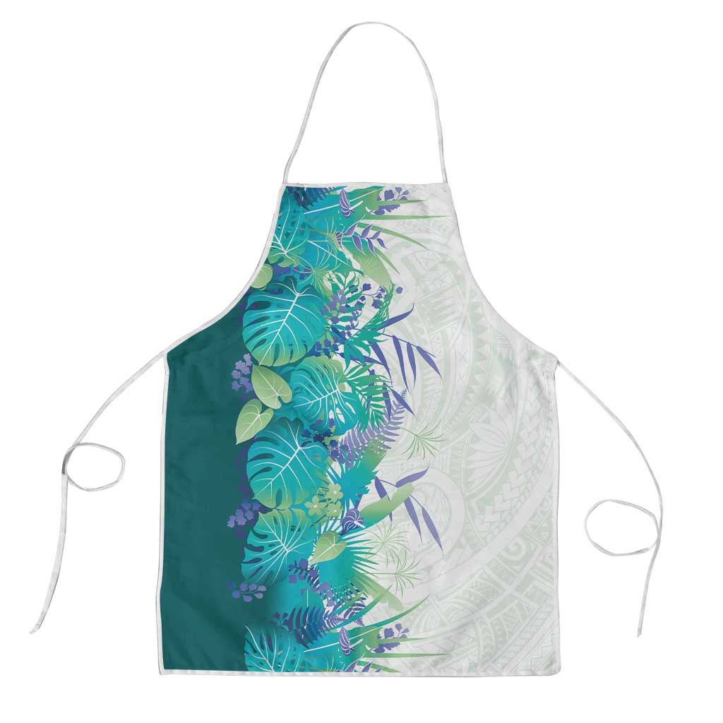 Hawaii Tropical Plant Teal Apron Vibrant Polynesian Pattern LT01 Teal - Polynesian Pride