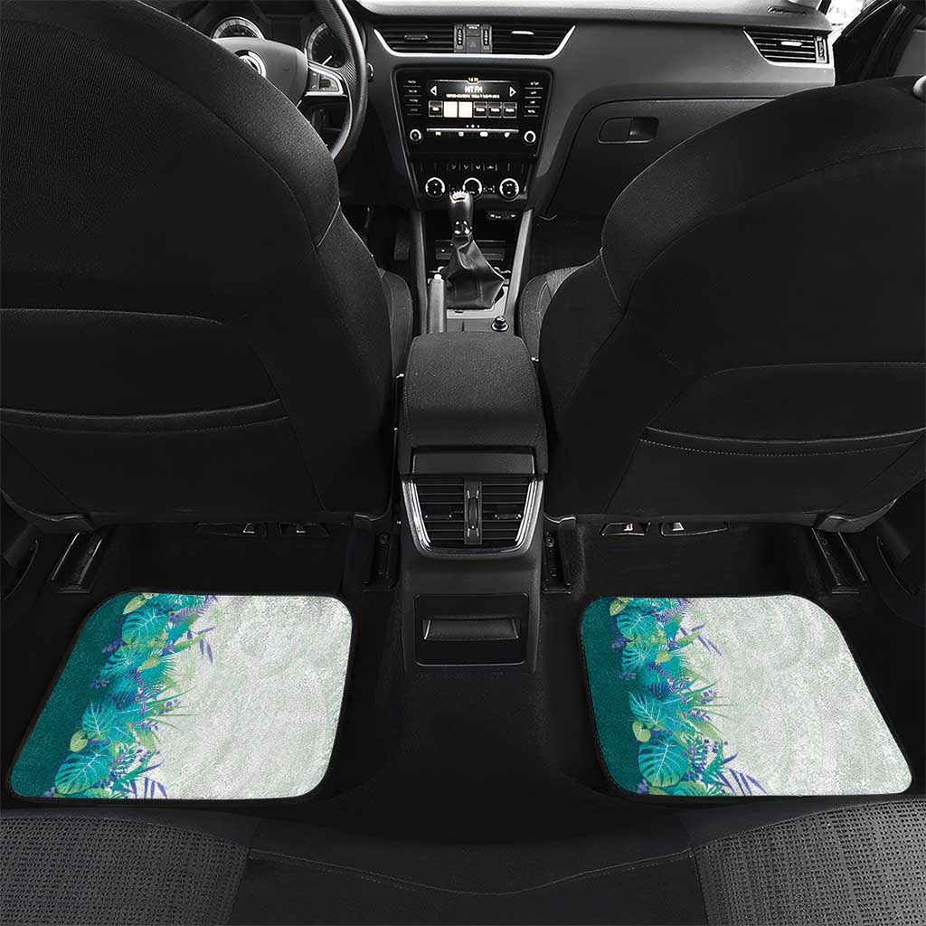 Hawaii Tropical Plant Teal Car Mats Vibrant Polynesian Pattern LT01 Set 2pcs - Back Teal - Polynesian Pride