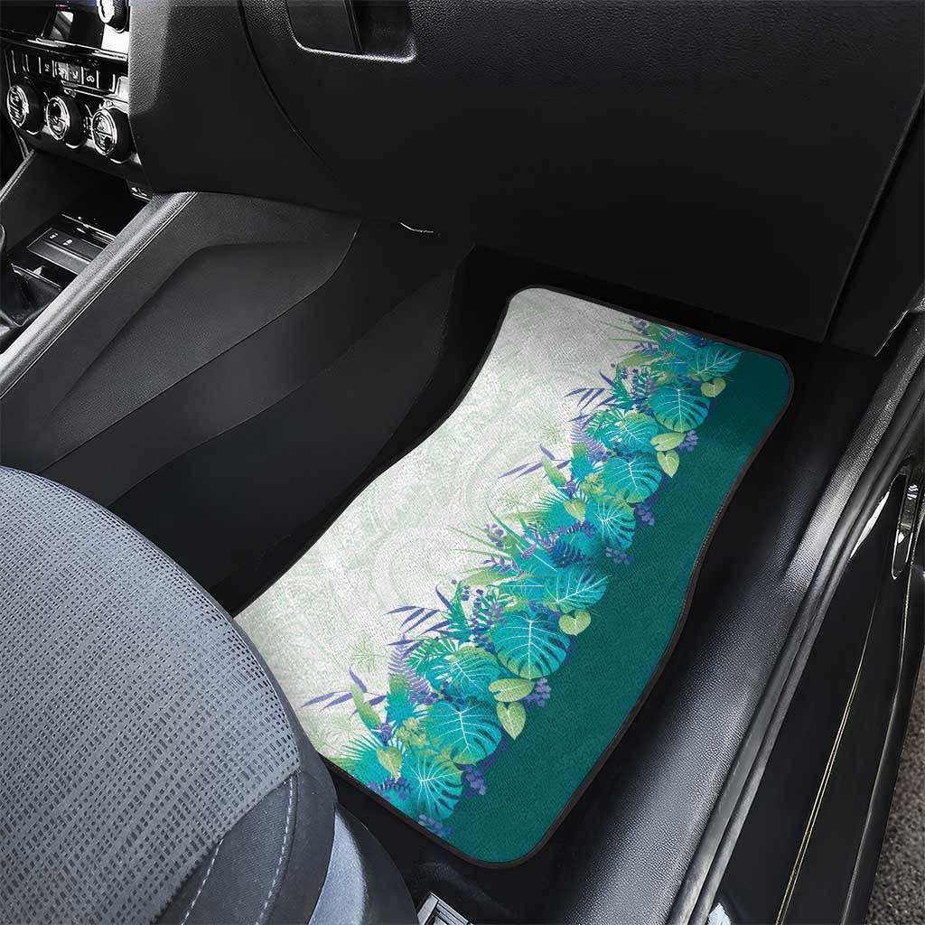 Hawaii Tropical Plant Teal Car Mats Vibrant Polynesian Pattern LT01 - Polynesian Pride
