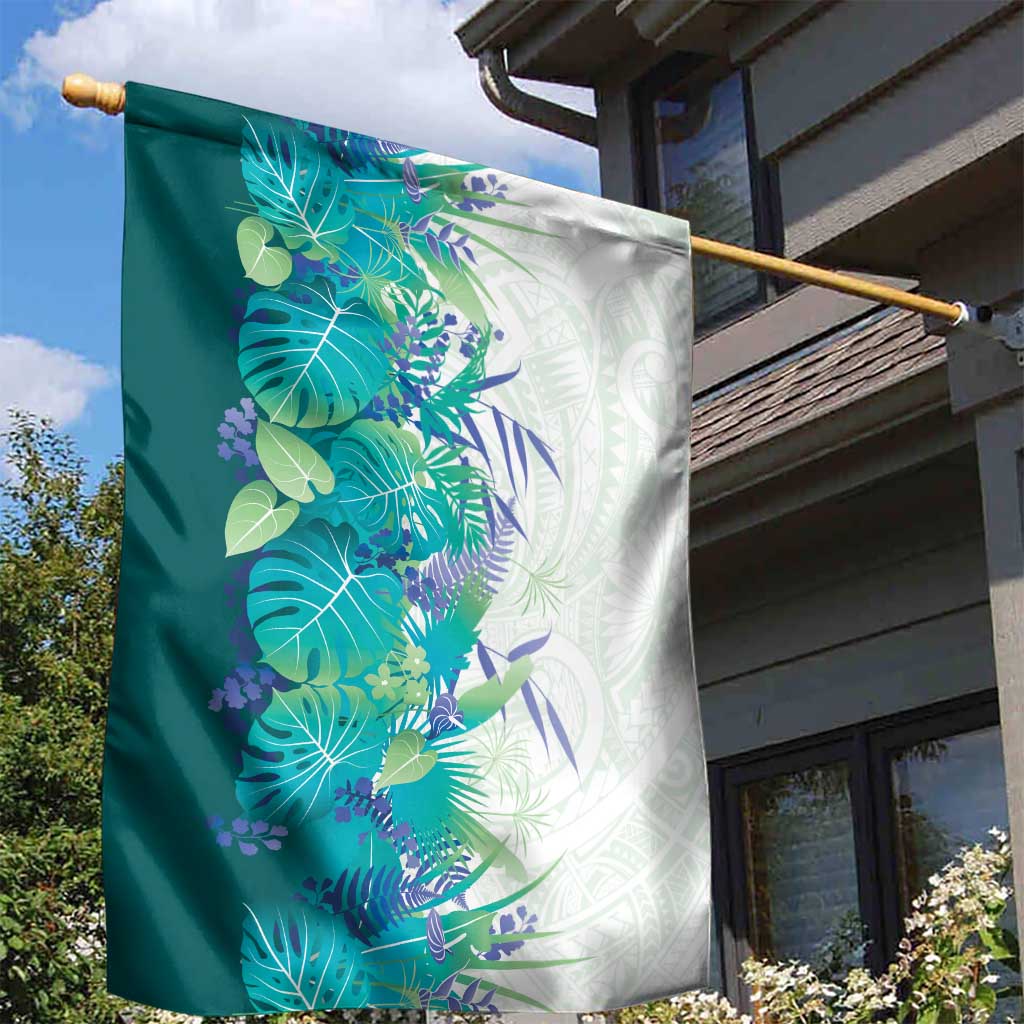 Hawaii Tropical Plant Teal Garden Flag Vibrant Polynesian Pattern LT01 - Polynesian Pride
