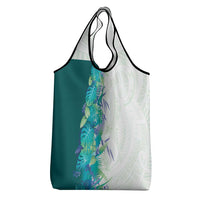 Hawaii Tropical Plant Teal Grocery Bag Vibrant Polynesian Pattern LT01 - Polynesian Pride