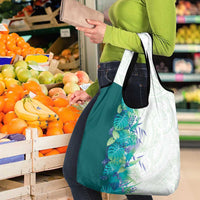 Hawaii Tropical Plant Teal Grocery Bag Vibrant Polynesian Pattern LT01 - Polynesian Pride