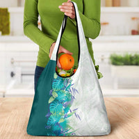 Hawaii Tropical Plant Teal Grocery Bag Vibrant Polynesian Pattern LT01 - Polynesian Pride