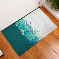 Hawaii Tropical Plant Teal Rubber Doormat Vibrant Polynesian Pattern LT01 - Polynesian Pride