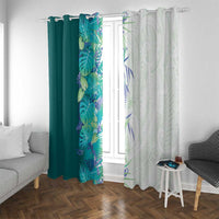 Hawaii Tropical Plant Teal Window Curtain Vibrant Polynesian Pattern LT01 With Grommets Teal - Polynesian Pride