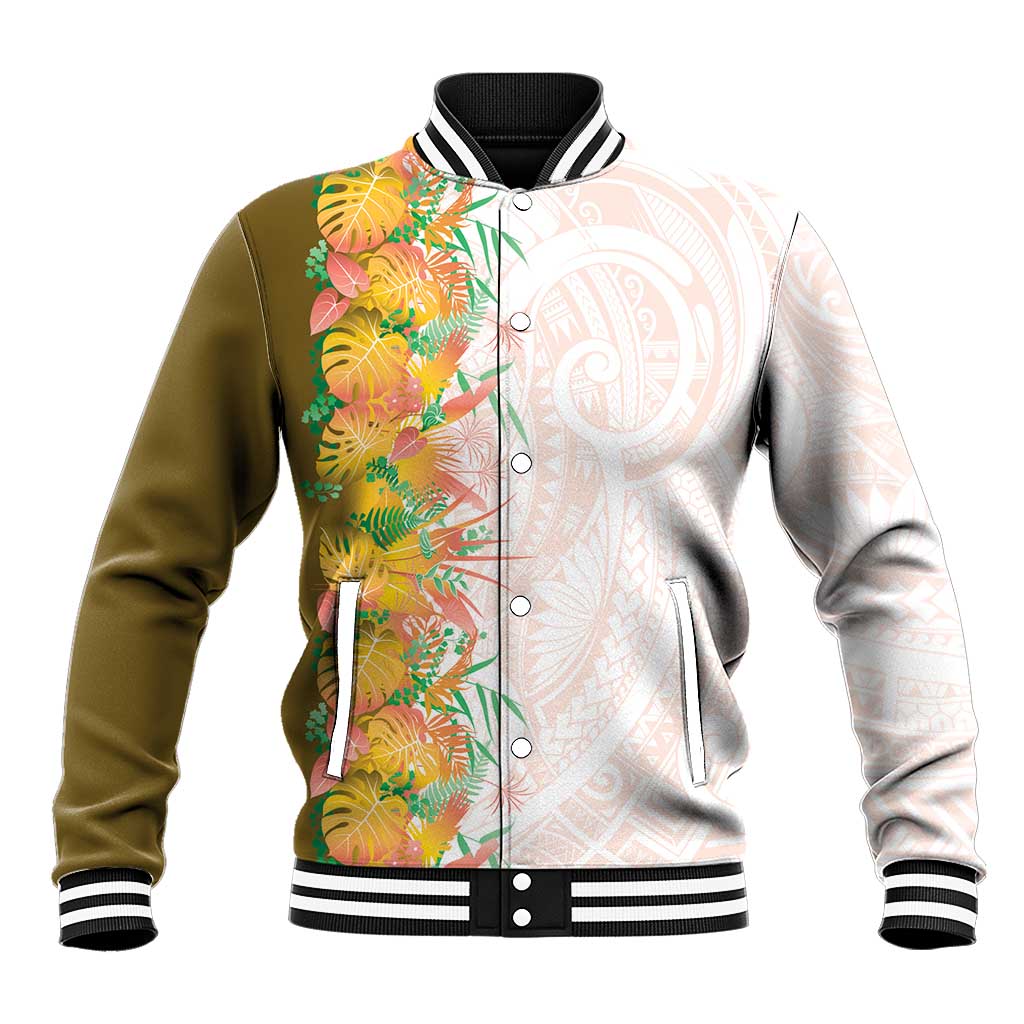 Hawaii Tropical Plant Lenalena Baseball Jacket Vibrant Polynesian Pattern LT01 Unisex Yellow - Polynesian Pride